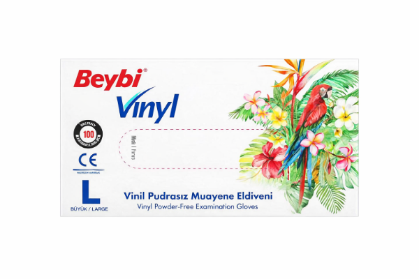 Beybi Pudrasız Vinil Muayene Eldiven Beyaz Large 100'lü
